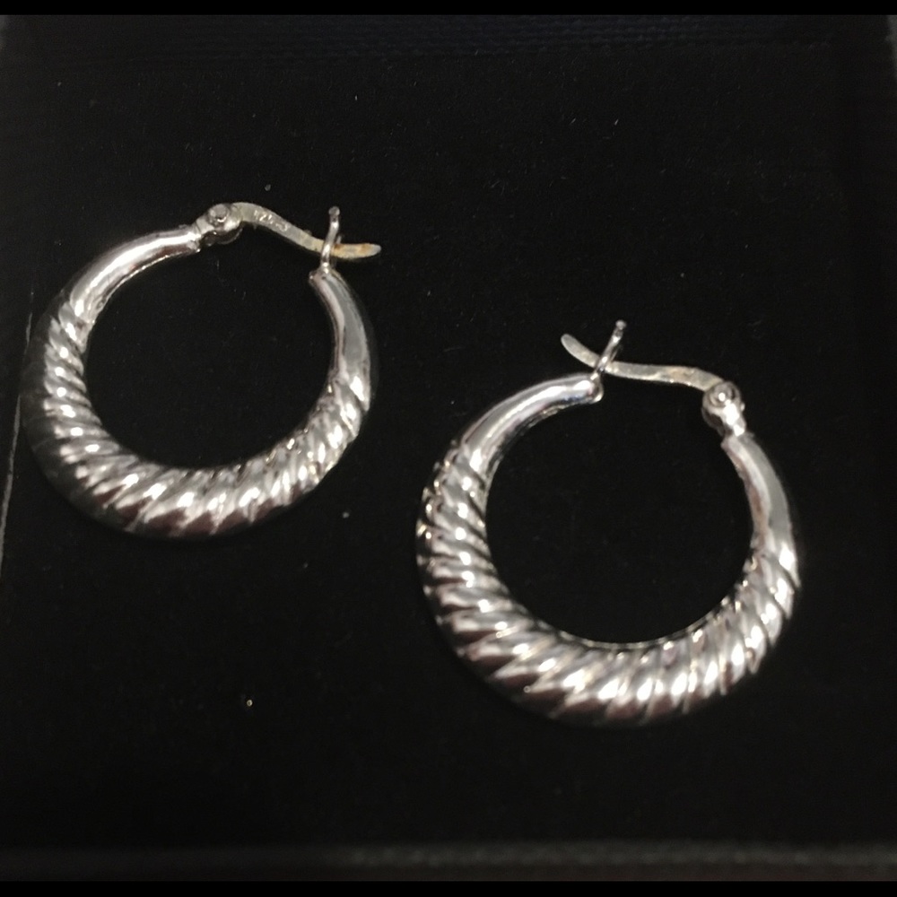 Sterling Silver Twisted Hoop Earrings